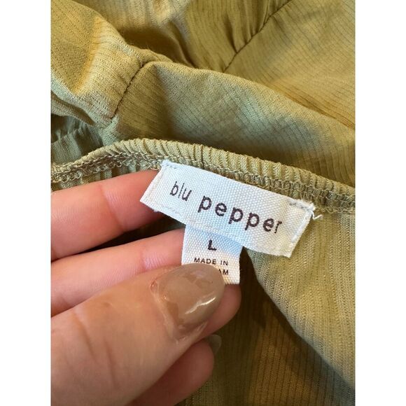 Blu Pepper Green Bohemian Mini Dress Size Large - Picture 4 of 4